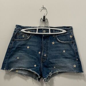 Reformation Embroidered Denim Shorts
